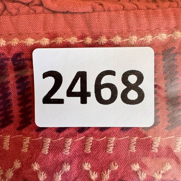 POLAGRAM Boho Chic Embroidered Midi Gypsy Short Sleeves Dress SZ L #2468 - Picture 9 of 14